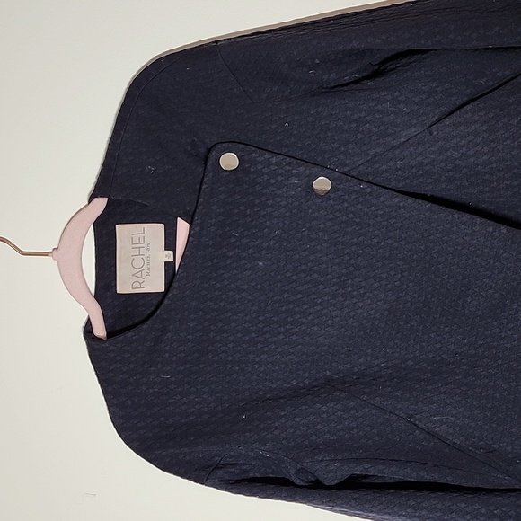 Rachel Rachel Roy navy blue quilted two button wrap blazer cardigan sweater med - Picture 2 of 9